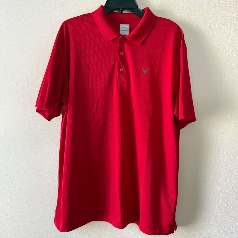 Callaway Opti-Dri Mens Red Textured Golf Polo Shirt Size Large